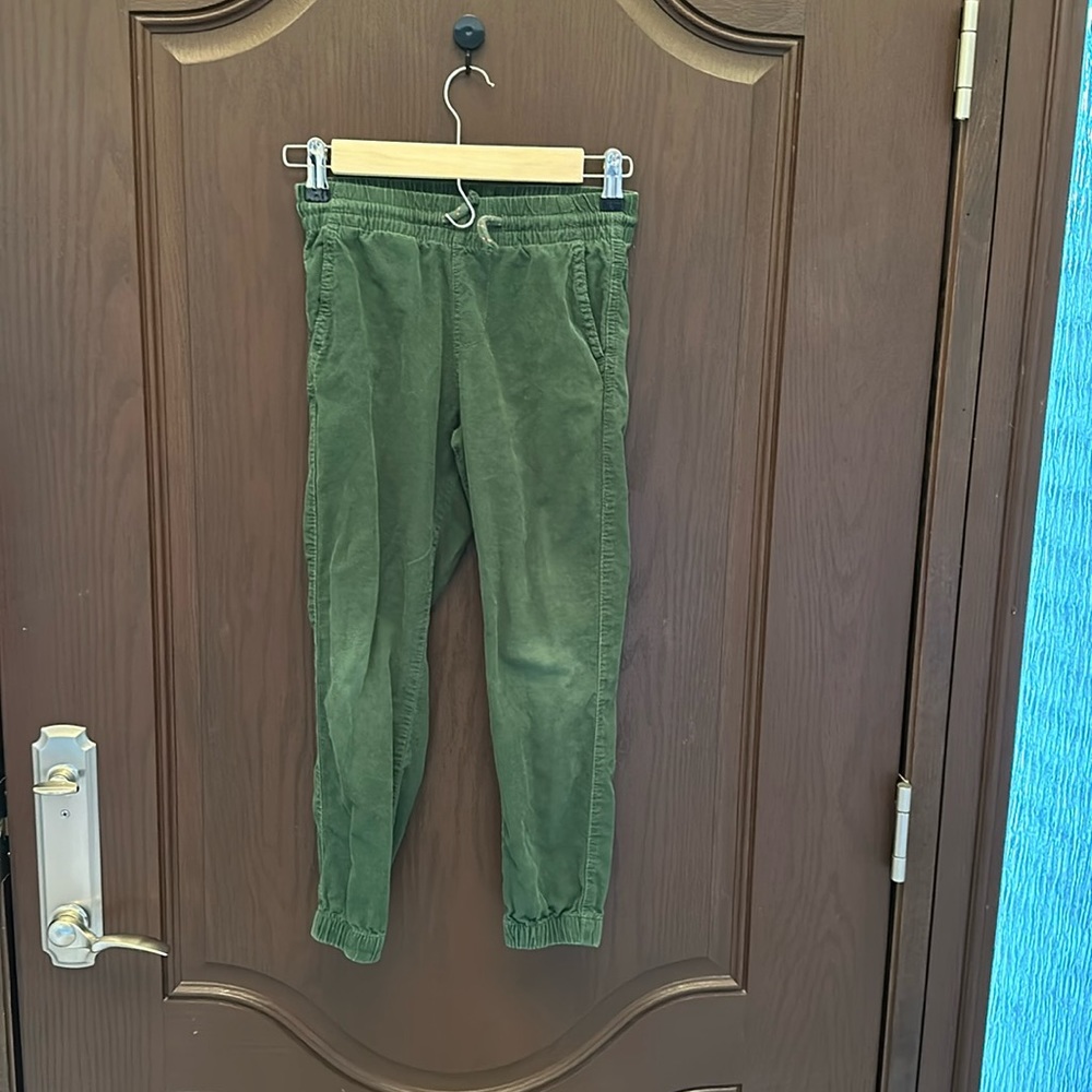 H&M Boys Green Corduroy Pants 100% Cotton Size 8 Casual Fall Vintage Bottoms
